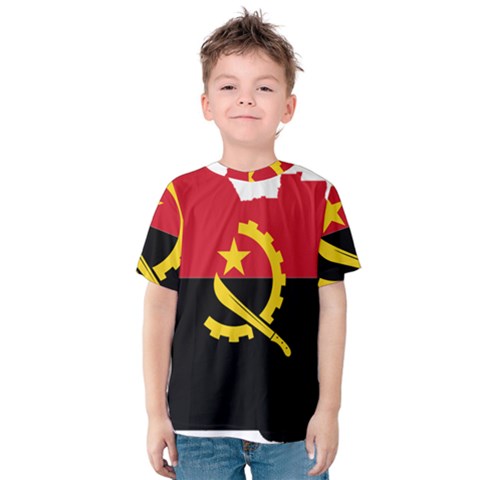 Angola Flag Map Geography Outline Kids  Cotton Tee by Sapixe