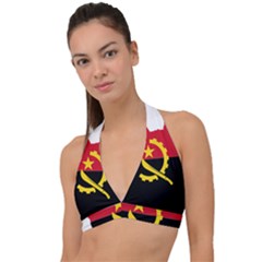 Angola Flag Map Geography Outline Halter Plunge Bikini Top by Sapixe