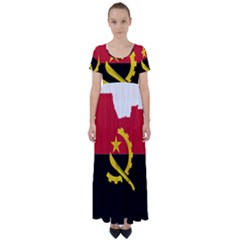 Angola Flag Map Geography Outline High Waist Short Sleeve Maxi Dress by Sapixe