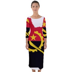 Angola Flag Map Geography Outline Quarter Sleeve Midi Bodycon Dress by Sapixe