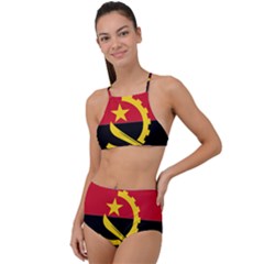 Angola Flag Map Geography Outline High Waist Tankini Set by Sapixe