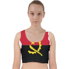 Angola Flag Map Geography Outline Velvet Racer Back Crop Top by Sapixe