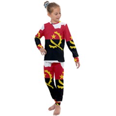 Angola Flag Map Geography Outline Kids  Long Sleeve Set  by Sapixe