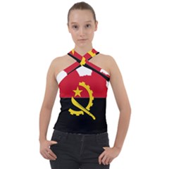 Angola Flag Map Geography Outline Cross Neck Velour Top by Sapixe