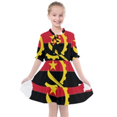 Angola Flag Map Geography Outline Kids  All Frills Chiffon Dress by Sapixe