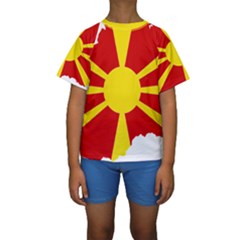 Macedonia Country Europe Flag Kids  Short Sleeve Swimwear by Sapixe