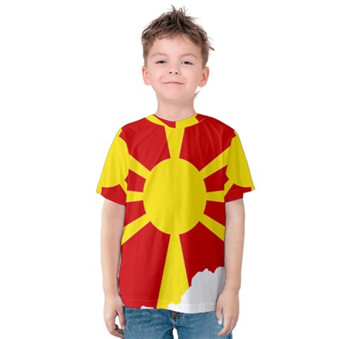 Macedonia Country Europe Flag Kids  Cotton Tee by Sapixe