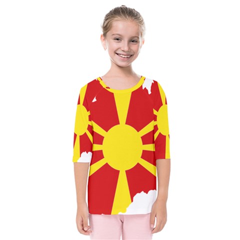 Macedonia Country Europe Flag Kids  Quarter Sleeve Raglan Tee by Sapixe