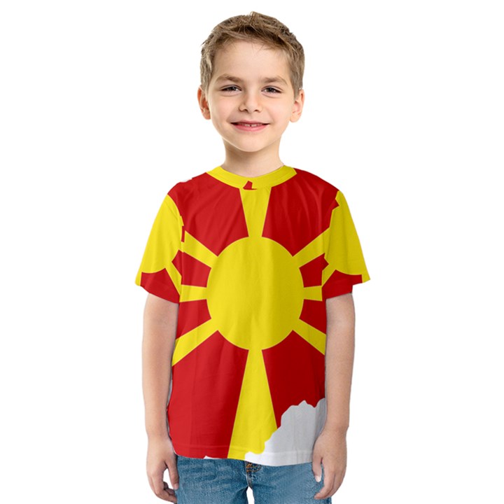 Macedonia Country Europe Flag Kids  Sport Mesh Tee