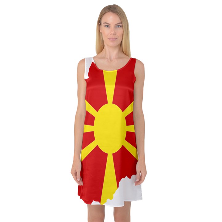 Macedonia Country Europe Flag Sleeveless Satin Nightdress