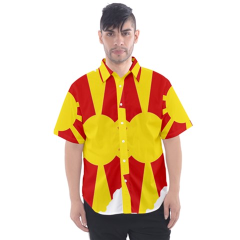 Macedonia Country Europe Flag Men s Short Sleeve Shirt by Sapixe