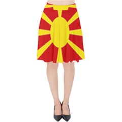 Macedonia Country Europe Flag Velvet High Waist Skirt by Sapixe