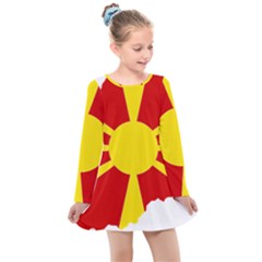 Macedonia Country Europe Flag Kids  Long Sleeve Dress by Sapixe