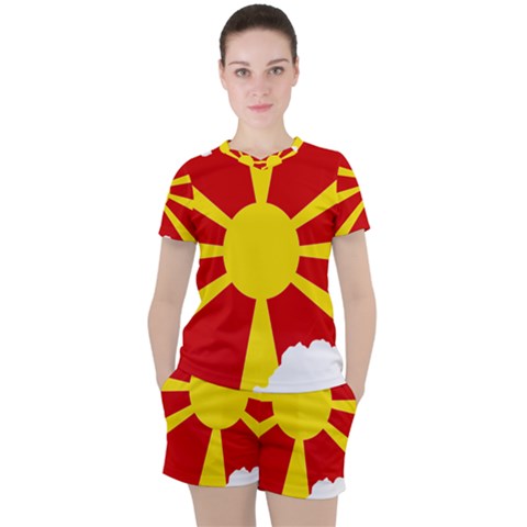 Macedonia Country Europe Flag Women s Tee And Shorts Set by Sapixe