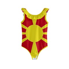 Macedonia Country Europe Flag Kids  Frill Swimsuit by Sapixe