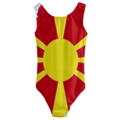 Macedonia Country Europe Flag Kids  Cut-out Back One Piece Swimsuit by Sapixe