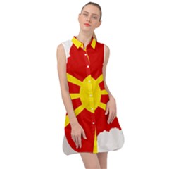 Macedonia Country Europe Flag Sleeveless Shirt Dress