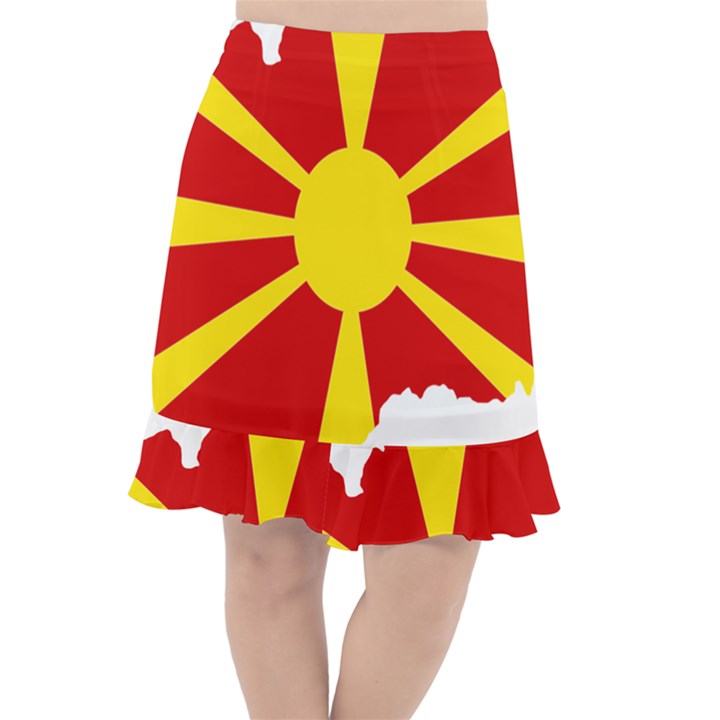 Macedonia Country Europe Flag Fishtail Chiffon Skirt