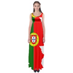 Portugal Flag Borders Cartography Empire Waist Maxi Dress by Sapixe