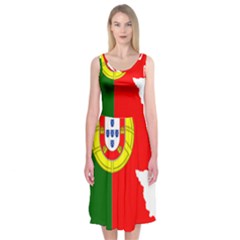 Portugal Flag Borders Cartography Midi Sleeveless Dress by Sapixe