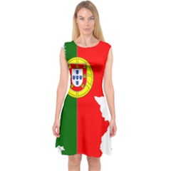 Portugal Flag Borders Cartography Capsleeve Midi Dress by Sapixe