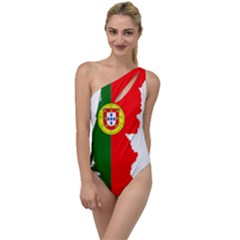 Portugal Flag Borders Cartography To One Side Swimsuit by Sapixe