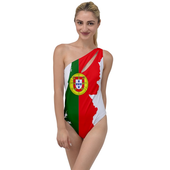 Portugal Flag Borders Cartography To One Side Swimsuit