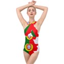 Portugal Flag Borders Cartography Cross Front Low Back Swimsuit View1