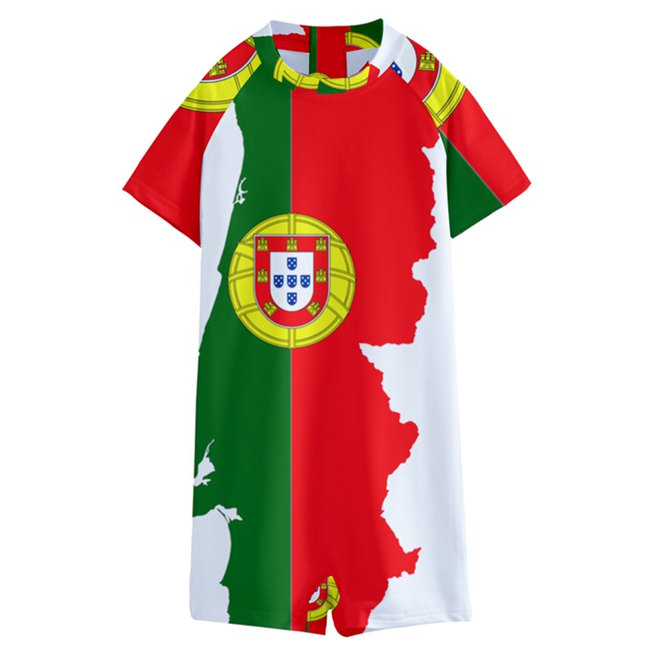 Portugal Flag Borders Cartography Kids  Boyleg Half Suit Swimwear