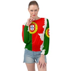 Portugal Flag Borders Cartography Banded Bottom Chiffon Top