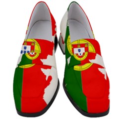 Portugal Flag Borders Cartography Women s Chunky Heel Loafers by Sapixe