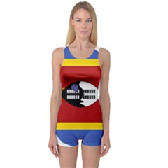 Swaziland Flag Map Geography One Piece Boyleg Swimsuit by Sapixe