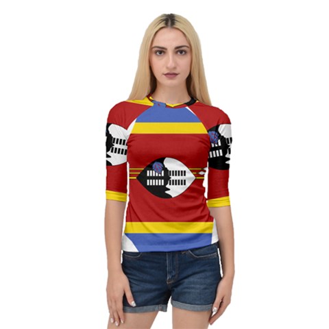 Swaziland Flag Map Geography Quarter Sleeve Raglan Tee by Sapixe