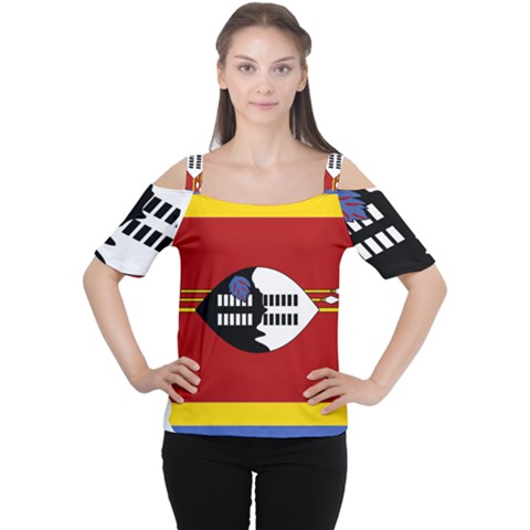 Swaziland Flag Map Geography Cutout Shoulder Tee by Sapixe