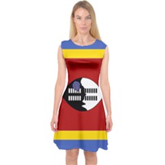 Swaziland Flag Map Geography Capsleeve Midi Dress