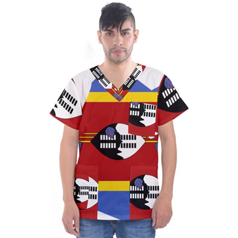 Swaziland Flag Map Geography Men s V-neck Scrub Top by Sapixe