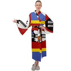 Swaziland Flag Map Geography Maxi Tie Front Velour Kimono