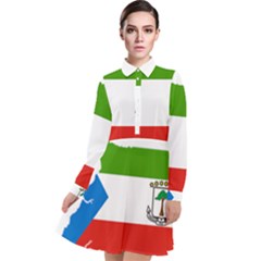 Equatorial Guinea Flag Map Long Sleeve Chiffon Shirt Dress by Sapixe