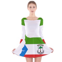 Equatorial Guinea Flag Map Long Sleeve Velvet Skater Dress by Sapixe