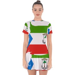 Equatorial Guinea Flag Map Drop Hem Mini Chiffon Dress by Sapixe