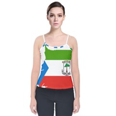 Equatorial Guinea Flag Map Velvet Spaghetti Strap Top by Sapixe