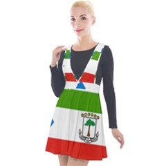 Equatorial Guinea Flag Map Plunge Pinafore Velour Dress by Sapixe