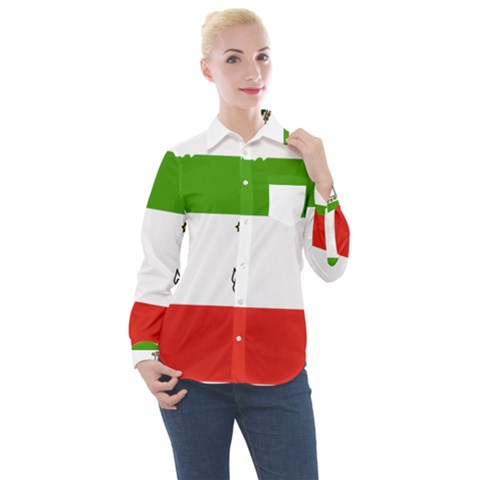 Equatorial Guinea Flag Map Women s Long Sleeve Pocket Shirt by Sapixe