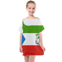 Equatorial Guinea Flag Map Kids  One Piece Chiffon Dress