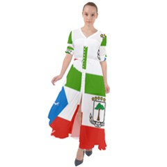 Equatorial Guinea Flag Map Waist Tie Boho Maxi Dress by Sapixe