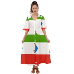 Equatorial Guinea Flag Map Kimono Sleeve Boho Dress by Sapixe