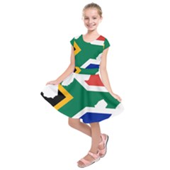 Africa Borders Country Flag Kids  Short Sleeve Dress by Sapixe