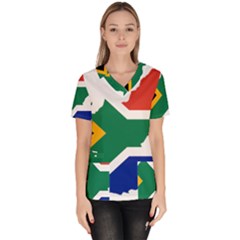 Africa Borders Country Flag Women s V-neck Scrub Top by Sapixe