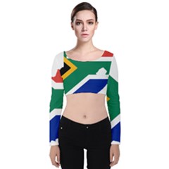 Africa Borders Country Flag Velvet Long Sleeve Crop Top by Sapixe