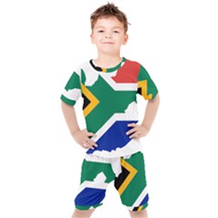 Africa Borders Country Flag Kids  Tee And Shorts Set by Sapixe